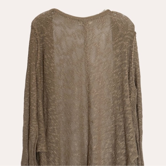 Umgee Brown Boho Loose Knit Fringe Waterfall Oversized Cardigan Size L - Picture 5 of 7